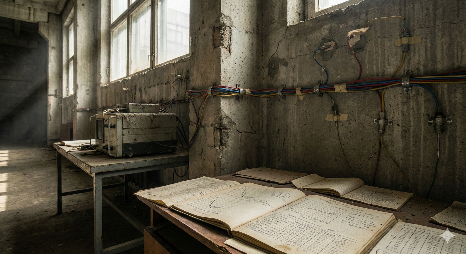 Soviet laboratory with sensors on concrete walls